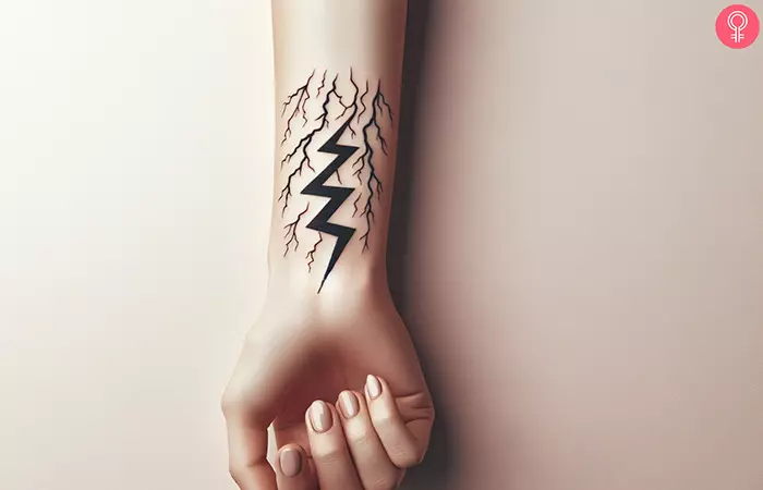 A lightning storm tattoo on the wrist