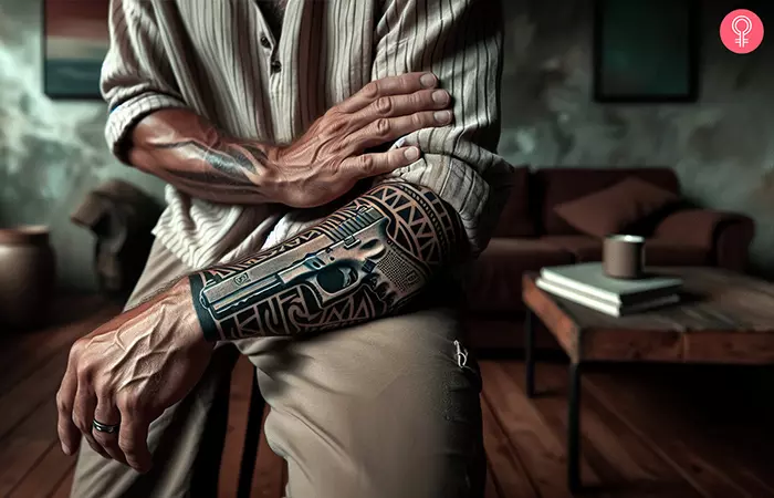 A man with a 3D glock tattoo