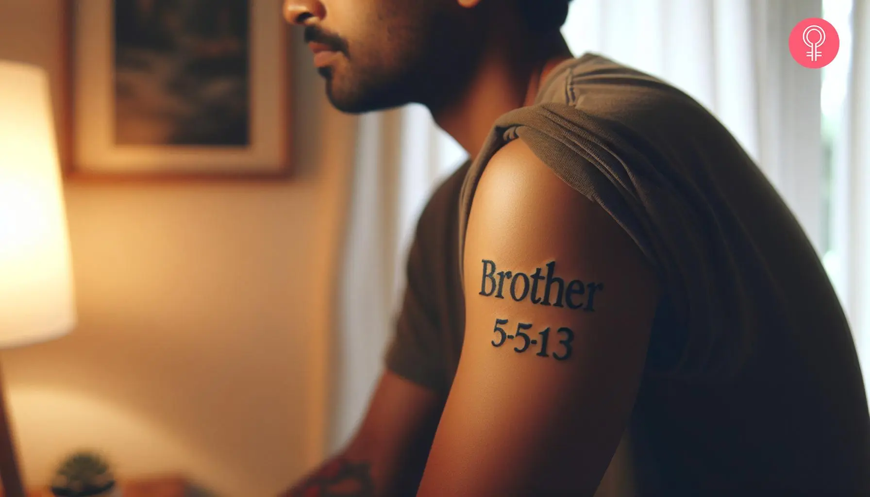 A man with a brother tribute tattoo on his upper arm