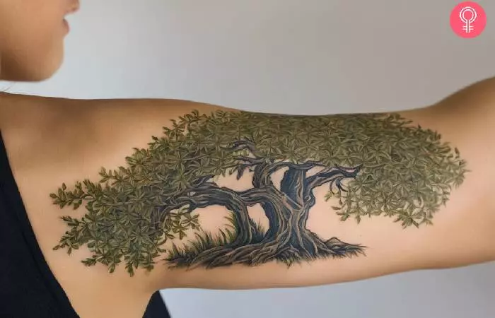 A quarter-sleeve Spanish moss tattoo 