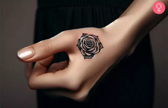 A rose thumb tattoo