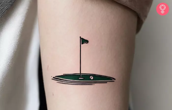 A woman with cool golf tattoo on the wrist