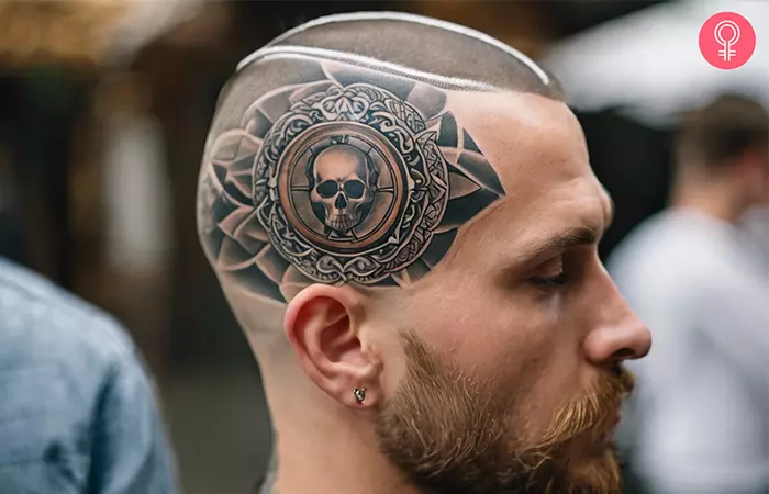 A man with a traditional head tattoo