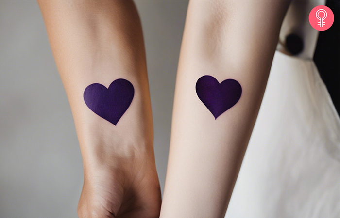 Matching purple heart BTS tattoo