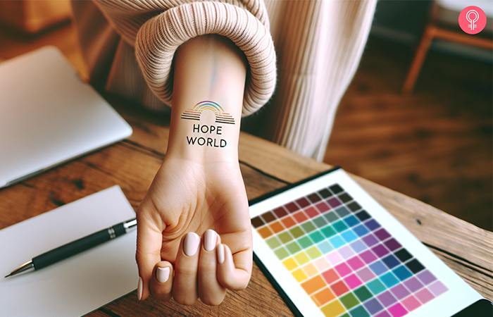 Hope World BTS Tattoo on the wrist 