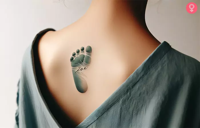Baby Foot Tattoo With Name