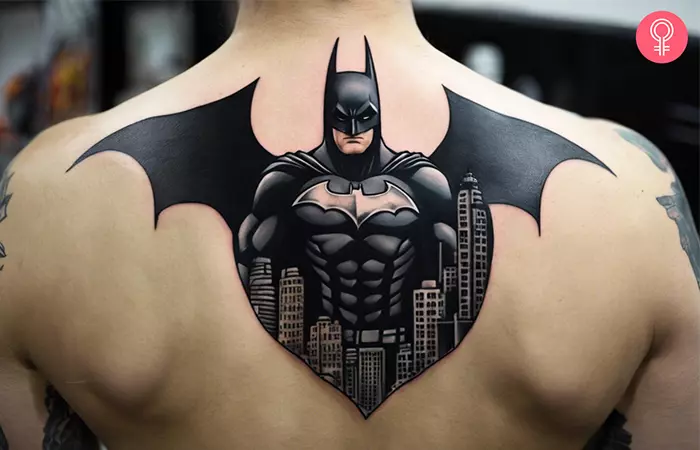 Batman tattoo on the upper back