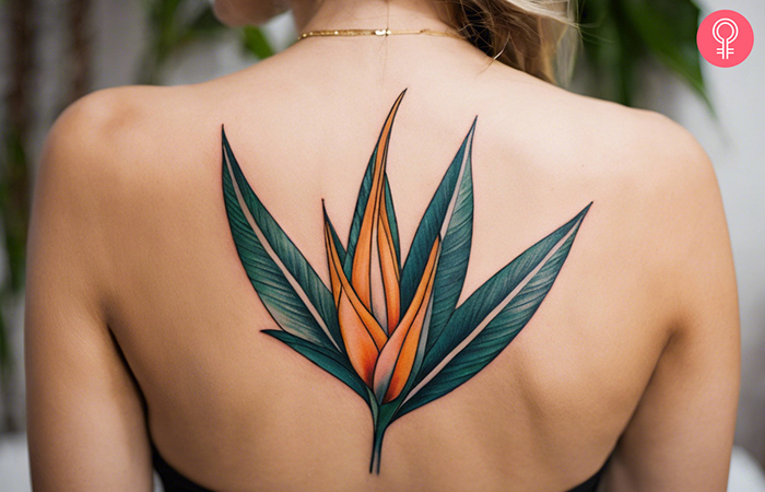 Bird Of Paradise Tattoo on a woman’s back