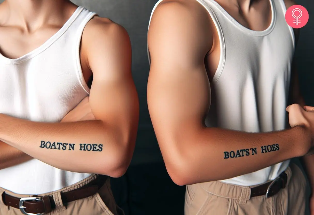 Brothers with step brothers tattoos on their forearms