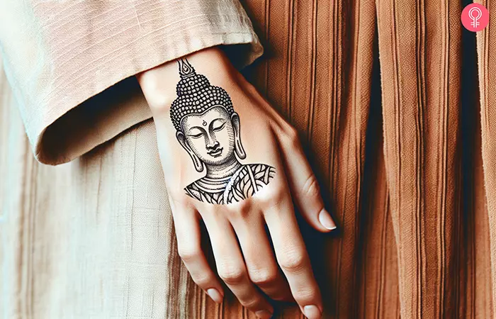 Buddha tattoo on the back of the hand