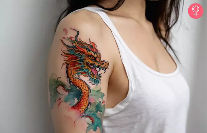 Chinese dragon tattoo on the arm
