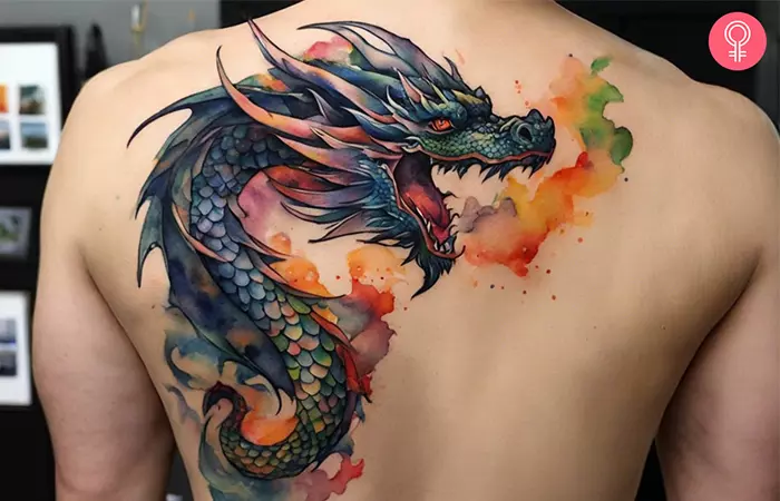 Chinese dragon tattoo on the back