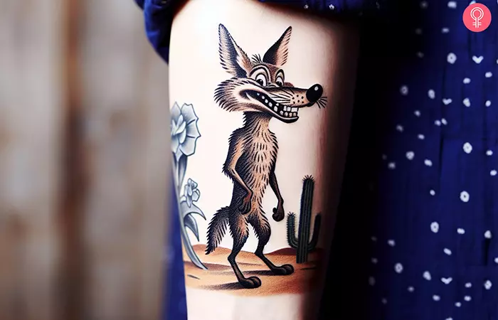 Coyote tattoo on the arm