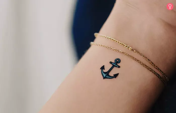 Cute anchor tattoo on wrist