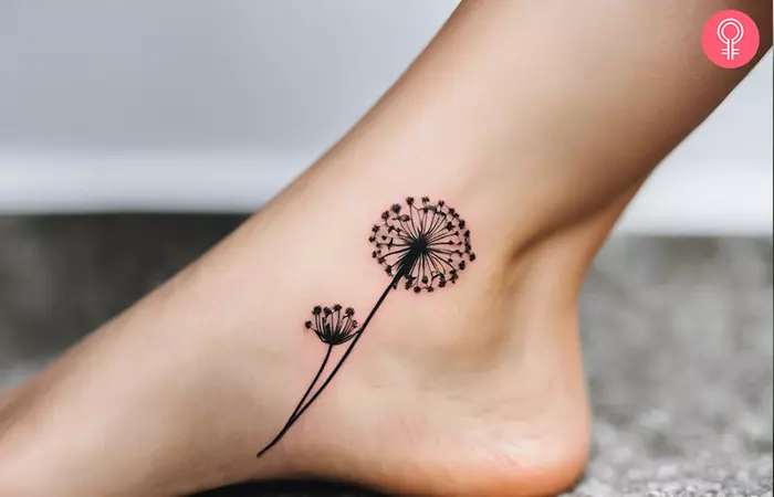 Dandelion ankle tattoo