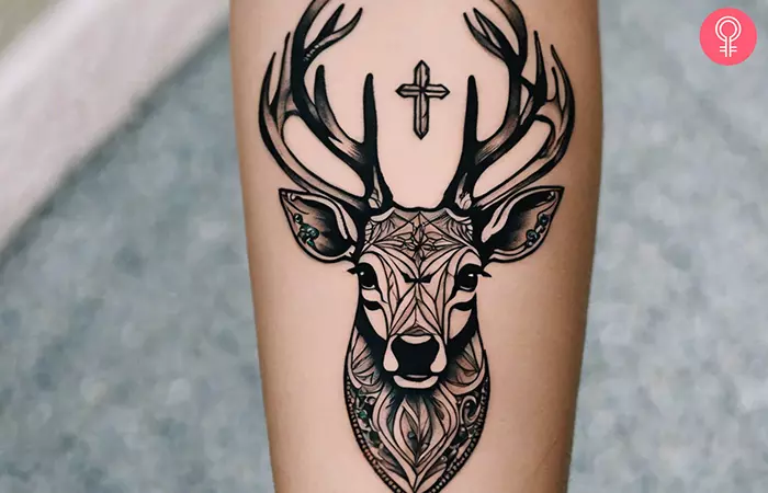 Deer Antler Cross Tattoo