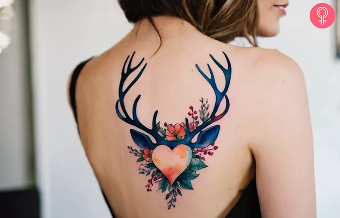Deer Antler Memorial Tattoo