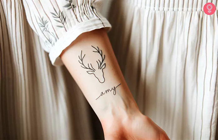 Deer Antler Tattoo With Name