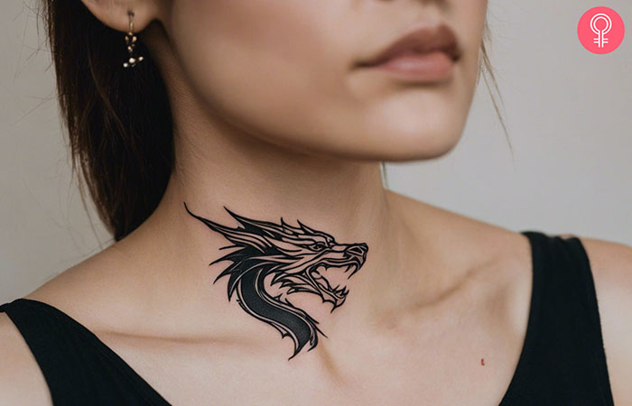 Dragon tattoo on the throat
