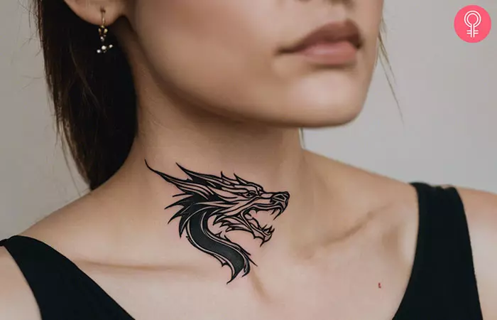 Dragon tattoo on the throat