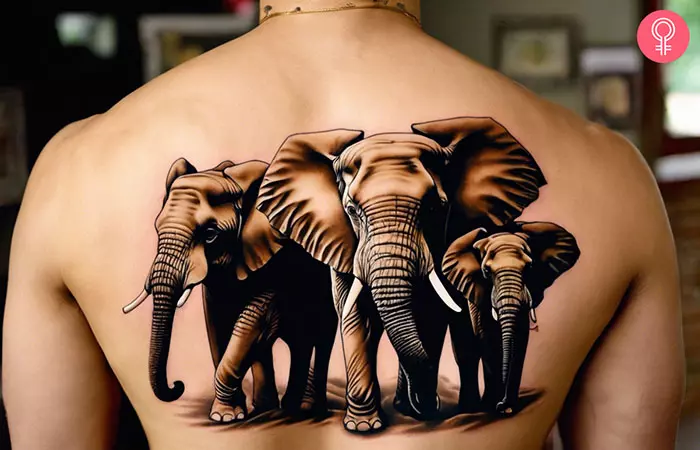 Elephant family realistic tattoo