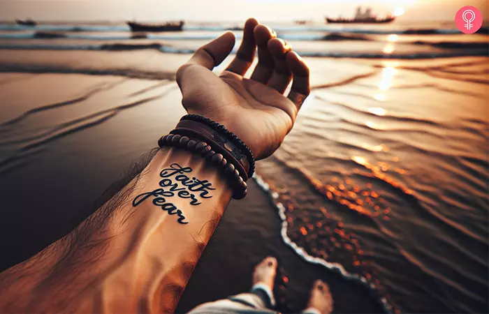 A faith over fear wrist tattoo