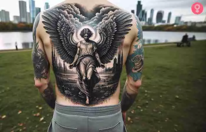 Fallen angel tattoo for men