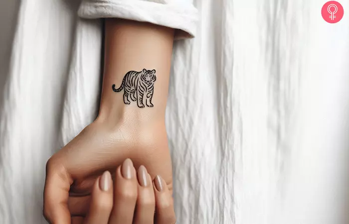 A Tiger Tattoo on the wrist