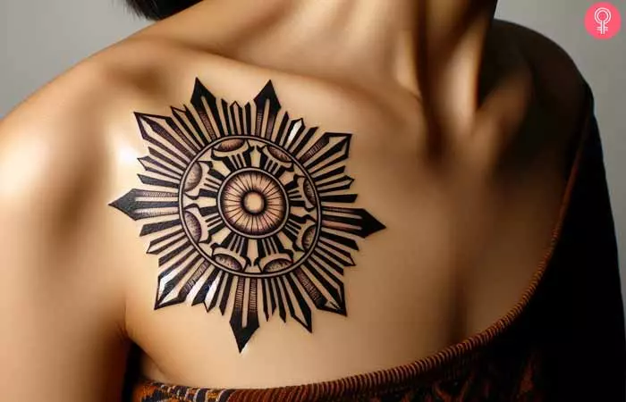Filipino Sun Tattoo Shoulder