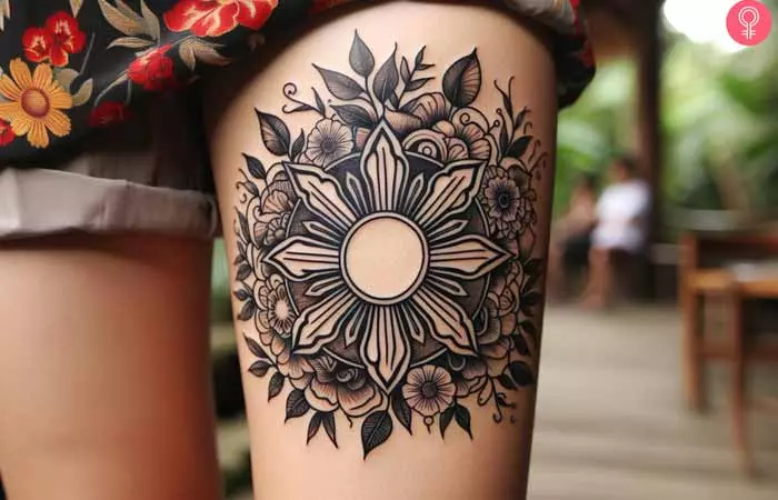 Filipino Sun And Flower Tattoo