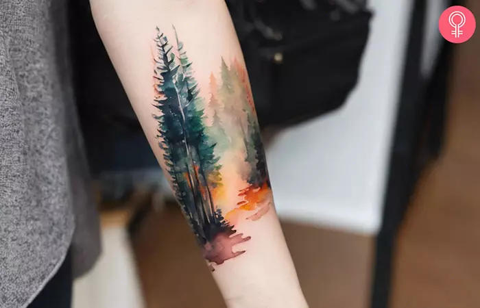 Forest tattoo on the arm