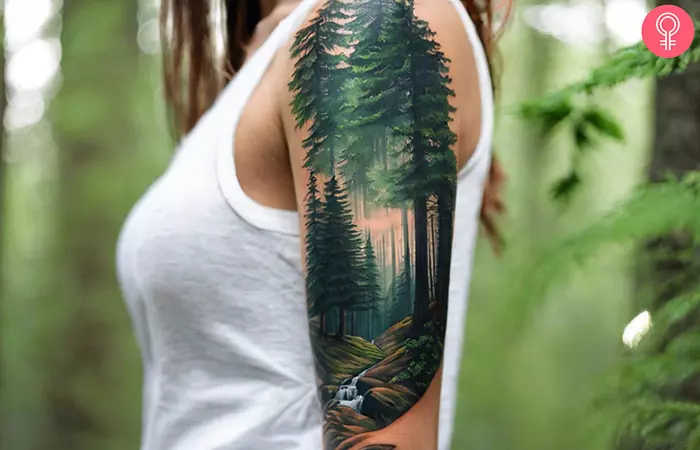 Forest tattoo on the sleeve