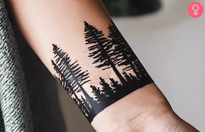 Forest tattoo on the wrist