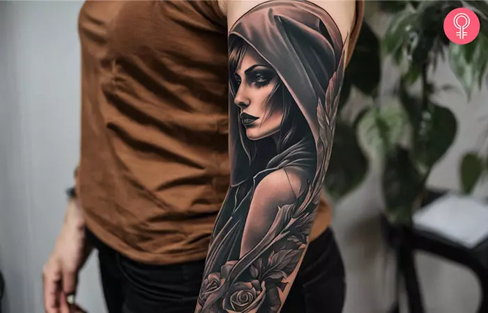 Grim Reaper sleeve tattoo