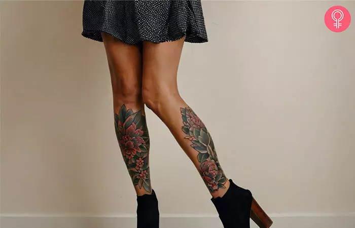 woman with a half-sleeve tattoo