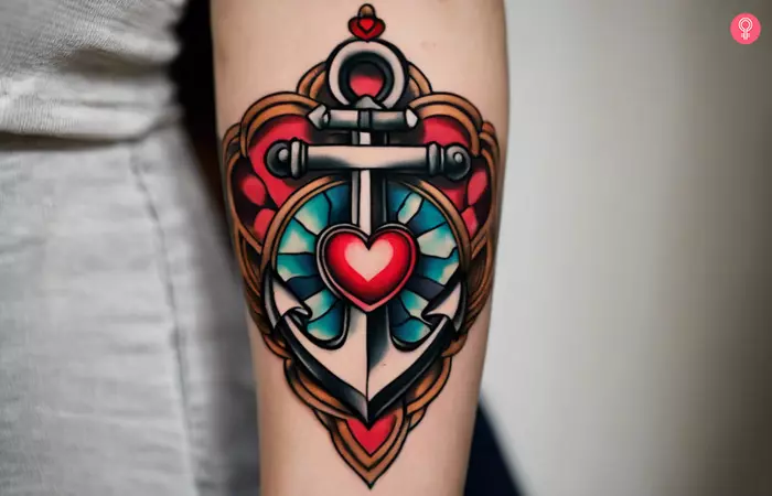 Heart with anchor tattoo design
