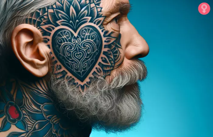 Heart tattoo on side of the face