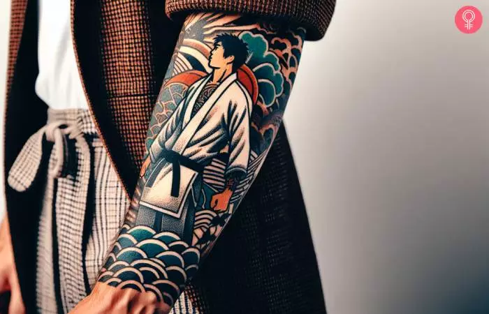Jiu jitsu tattoo on the outer forearm