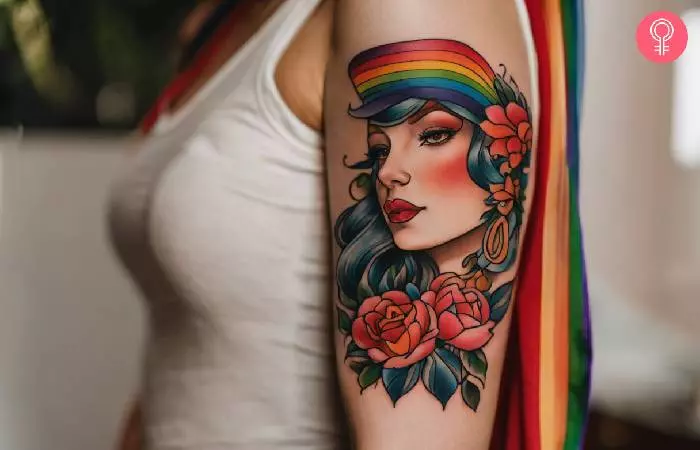 LGBT lesbian tattoo on the upper arm