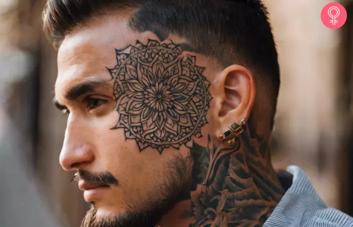 Mandala side face tattoo