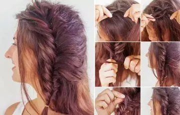 woman with messy fishtail braid