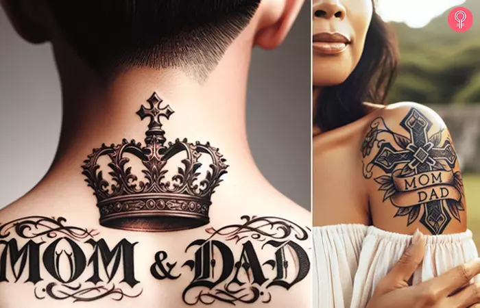 Mom Dad Crown Tattoo