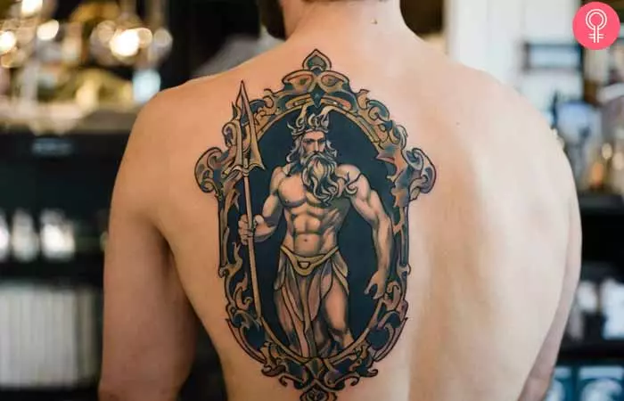 Poseidon tattoo on the back