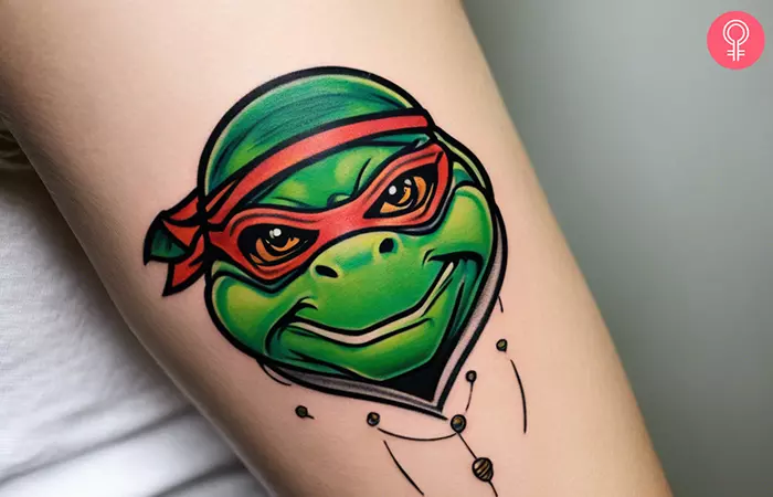Raphael ninja turtle tattoo on the arm