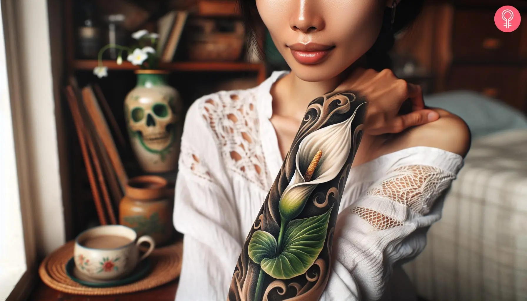 Realistic Calla Lily tattoo on a woman’s forearm