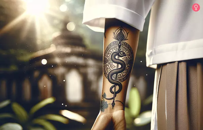 Rod of Asclepius medical symbol tattoo