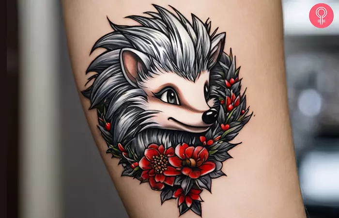 Silver the Hedgehog tattoo on the arm