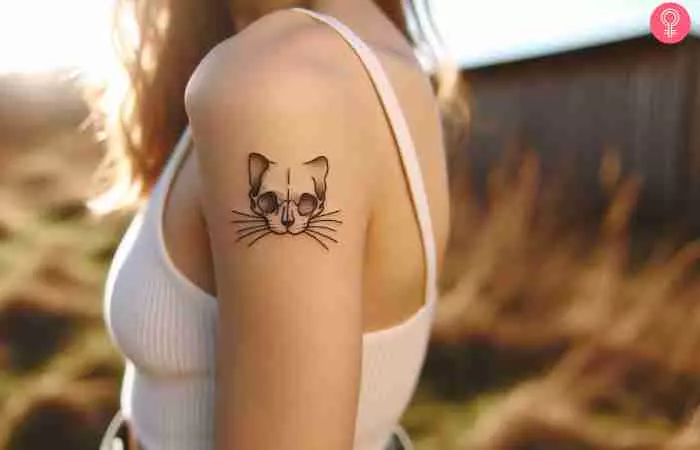 Small Cat Skull Tattoo