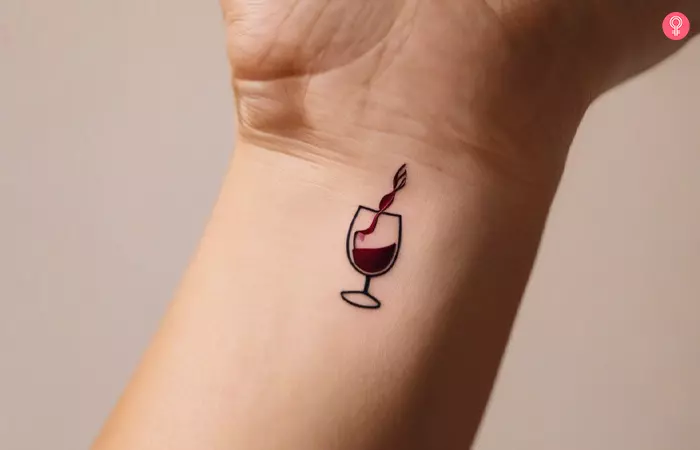 Small wine tattoo on the wrist
