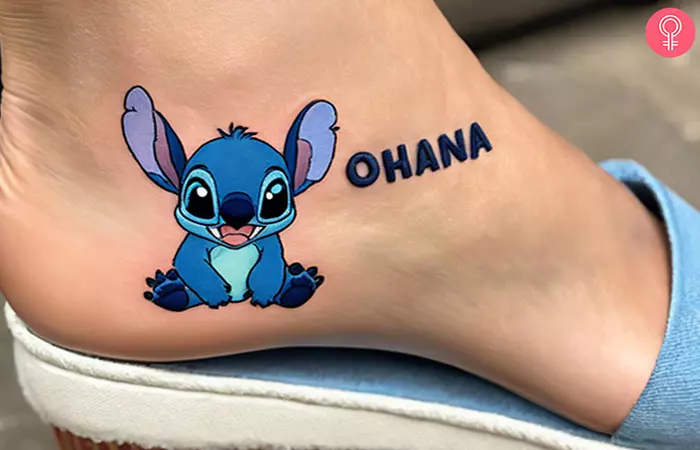 Stitch with the word ohana tattoo